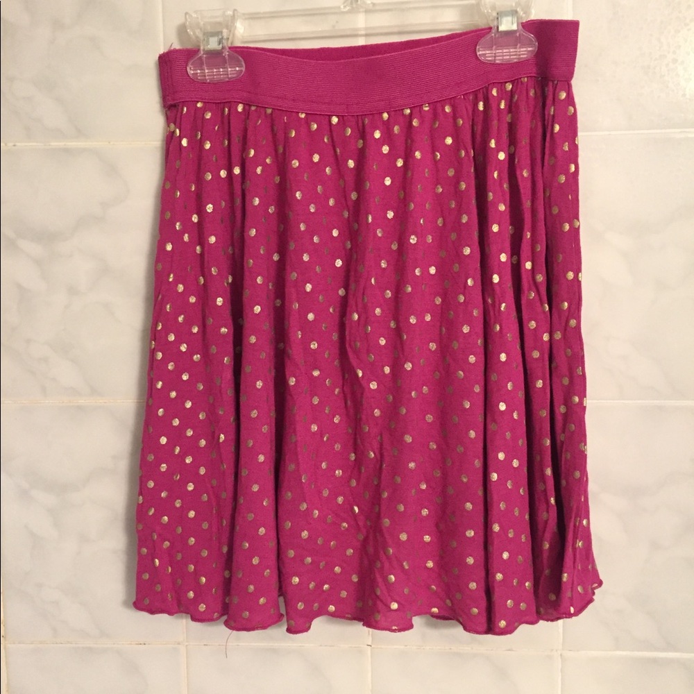 Magenta and gold Polka dot skirt